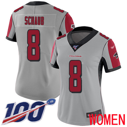 Atlanta Falcons Limited Silver Women Matt Schaub Jersey NFL Football 8 100th Season Inverted Legend